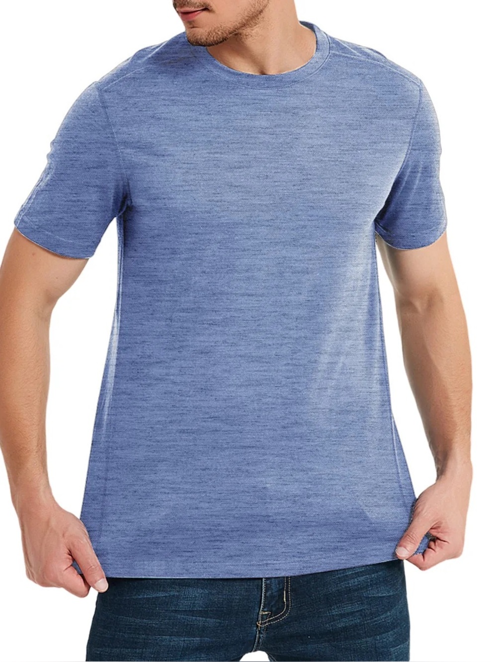 Merino Tech Mens 100% Superfine Merino Wool Layer Short Sleeve T-Shirt Blue XXL